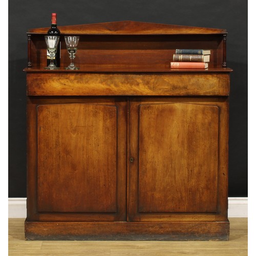 1901 - A George IV mahogany chiffonier, pointed-arch cresting, rectangular superstructure on Doric supports... 