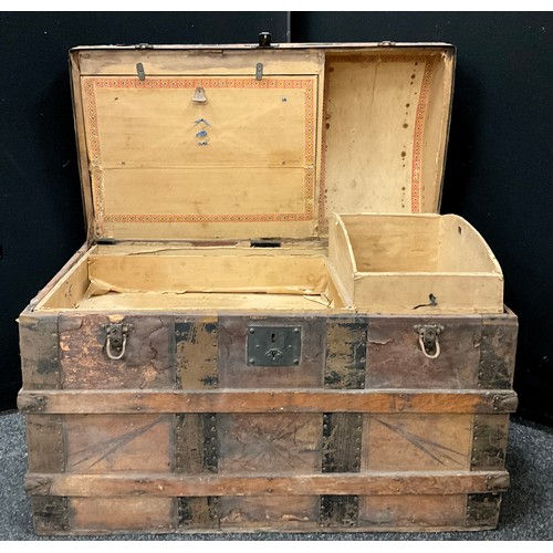 1586 - A 19th century dome top travelling trunk, with original fitted interior, 67cm high x 92cm x 50.5cm.