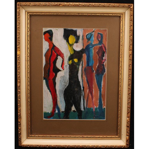 1137 - Modernist School (20th century) 
Abstract Figure Group 
unsigned, oil on canvas, 30.5cm x 21cm