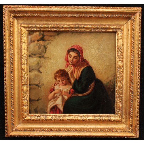 886 - English School (19th century) 
Mother and Child 
unsigned, oil on board, 19cm x 20cm