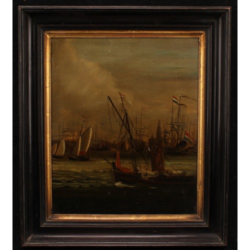 1069 - Dutch School (19th century) 
Harbour Scene 
unsigned, oil on board, 29cm x 24cm