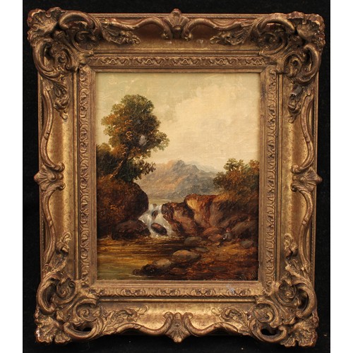 971 - W. Wells (English School) 
The Cascade 
signed, oil on canvas, 23cm x 18cm, Rococo style frame