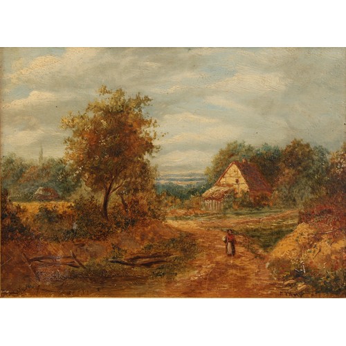 1125 - Joseph Thors (1835-1884) 
The Hay Barn 
signed, oil on board, 13.5cm x 18.5cm; another, Walking to M... 