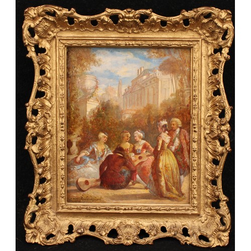 797 - *** de Sizencourt (18th Century English School) 
The Musicians 
signed, oil on board, 20cm x 16cm, g... 