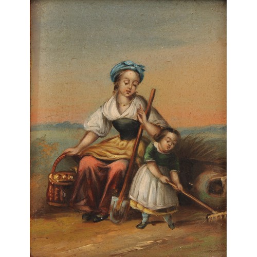 887 - English School (19th century) 
Mother and Child 
unsigned, oil onboard, 10cm x 7.5cm; another, Child... 