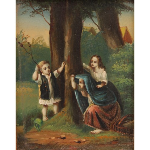 887 - English School (19th century) 
Mother and Child 
unsigned, oil onboard, 10cm x 7.5cm; another, Child... 