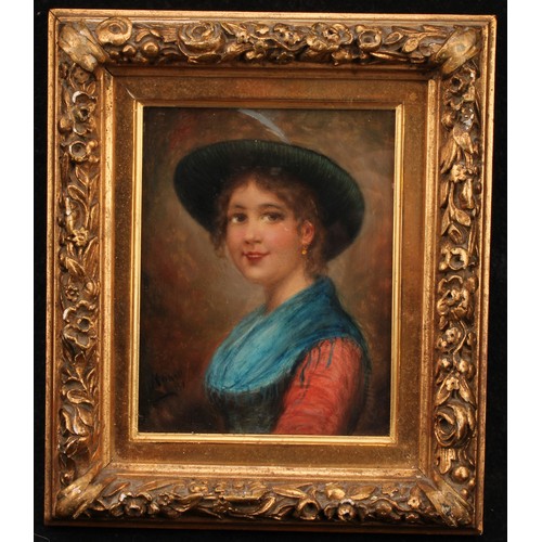 890 - English School (19th century) 
Portrait of a Young Lady 
indistinctly signed, oil on board, 17.5cm x... 