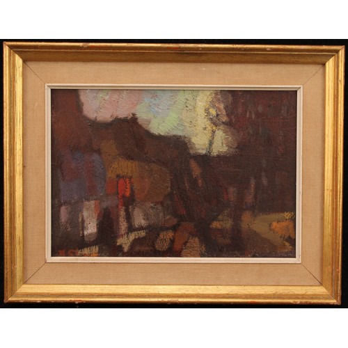 1138 - Modernist School (20th century) 
Abstract Street Scene 
unsigned, oil on board, 17cm x 24cm