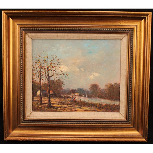 824 - J. Statham So*** (English School, 19th century) 
Impressionist Landscape 
indistinctly signed, oil o... 