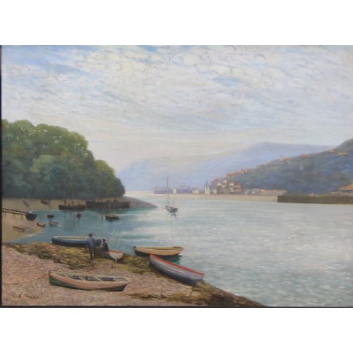 1126 - L. E. Trant (English School, 20th century) 
The Estuary 
signed, oil on canvas, 46cm x 61cm