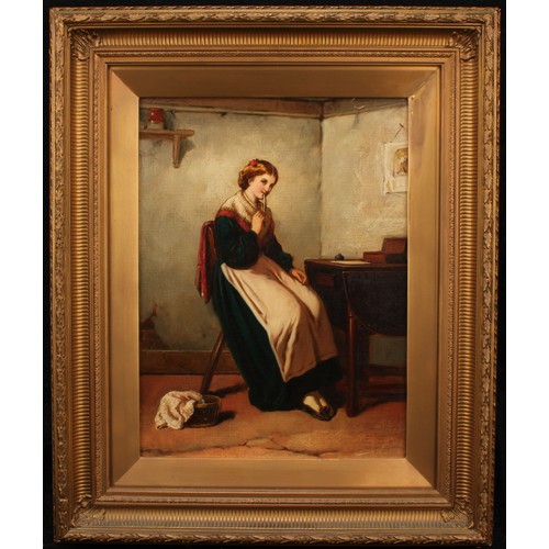 894 - English School (19th century) 
The Love Letter 
unsigned, oil on canvas, 39cm x 29cm