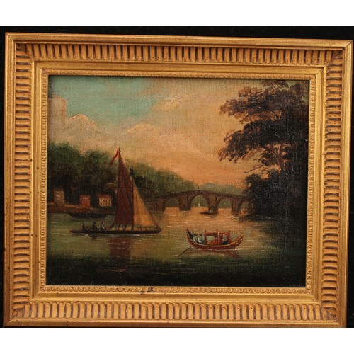 884 - English School (19th century) 
Crossing the River 
unsigned, oil on canvas, 21.5cm x 26.5cm