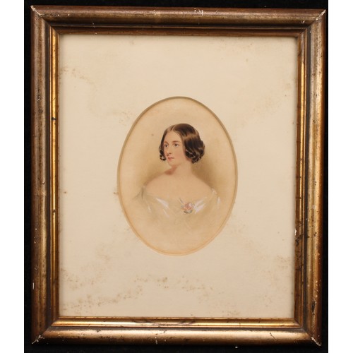 983 - English School (19th century) 
Portrait Bust of Miss Martin 
unsigned, label to verso, oval watercol... 