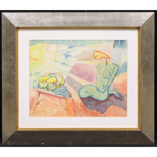 994 - Surrealist School (20th century) 
Nude with Fruit Platter 
unsigned, gouache, 37cm x 47.5cm