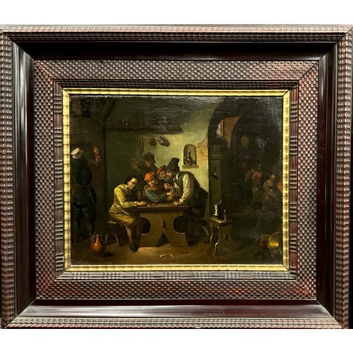 1073 - Dutch School, Manner of Theobold Michan
A pair, 17th century style Tavern Interiors with figures
oil... 