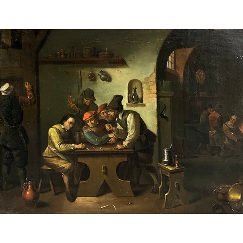 1073 - Dutch School, Manner of Theobold Michan
A pair, 17th century style Tavern Interiors with figures
oil... 