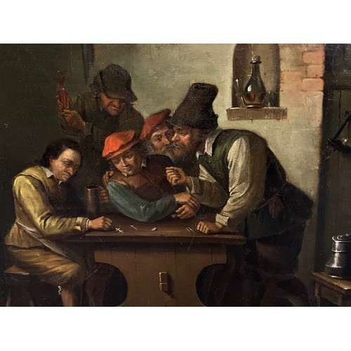 1073 - Dutch School, Manner of Theobold Michan
A pair, 17th century style Tavern Interiors with figures
oil... 