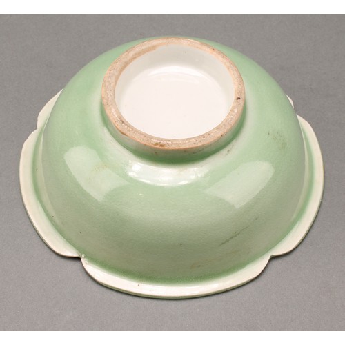 1388 - A Chinese celadon lotus shaped bowl, 16cm diam, probably 19th century