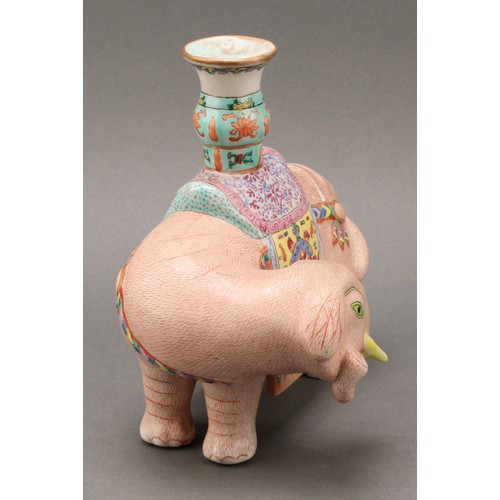 1406 - A Chinese polychrome figural candlestick, as an elephant, 18cm long, Republican Period/mid-20th cent... 