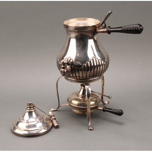 57 - An early 20th century E.P.N.S patent cafetiere, stand and burner, The Caffeta, L.W Pat.9621/09, whis... 