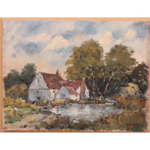 958 - John Weston Gough (1929-?) 
The Mill Pond 
signed, oil on board, 23cm x 30.5cm; another similar (2)