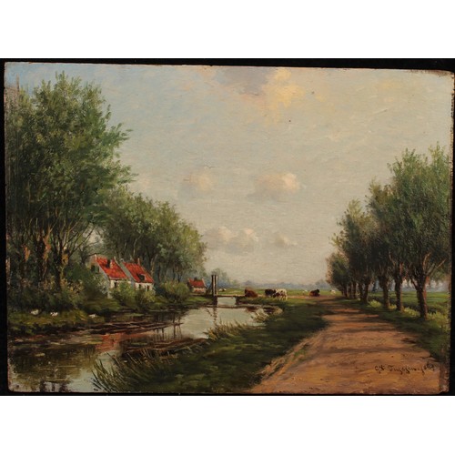 1070 - Dutch School (19th century) 
The Lock House 
indistinctly signed, oil on panel, 23.5cm x 32cm