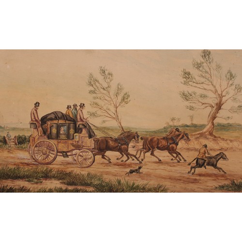 977 - E. P. (Victorian School)  
The Dover to London Coach 
monogrammed, watercolour, 27cm x 44cm; another... 