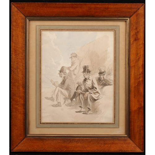 982 - English School (19th century) 
Fishing in Concert 
unsigned, watercolour, 29cm x 22cm, maple frame