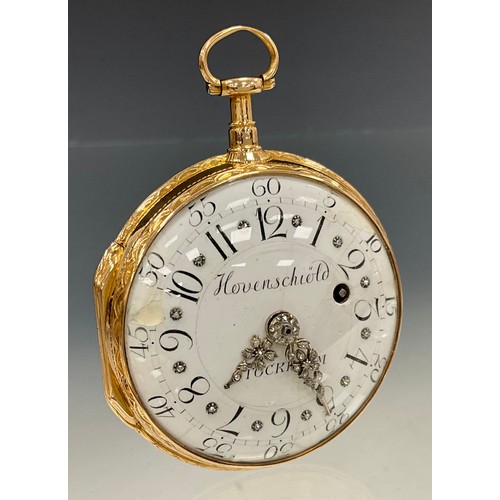 517 - J Hovenschiold, Stockholm, a Swedish 18ct gold open-face pocket watch, circa 1780, no.150, the verge... 