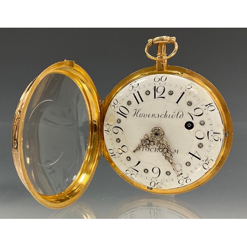 517 - J Hovenschiold, Stockholm, a Swedish 18ct gold open-face pocket watch, circa 1780, no.150, the verge... 