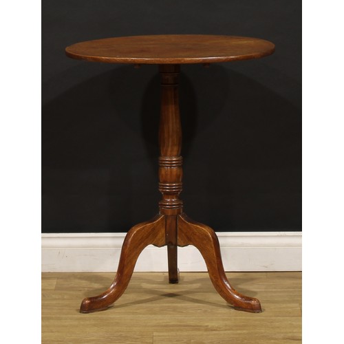 1671 - A 19th century mahogany tripod occasional table, circular tilting top, turned column, cabriole legs,... 