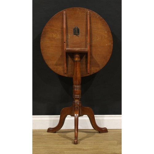 1671 - A 19th century mahogany tripod occasional table, circular tilting top, turned column, cabriole legs,... 