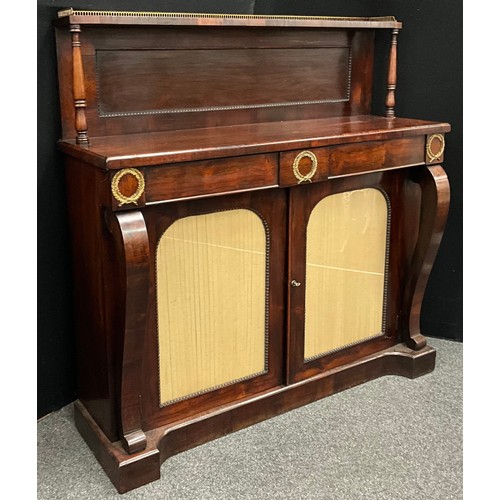 1919 - A Regency rosewood chiffonier, 125cm high, 121cm wide, 36.5cm deep