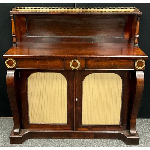 1919 - A Regency rosewood chiffonier, 125cm high, 121cm wide, 36.5cm deep