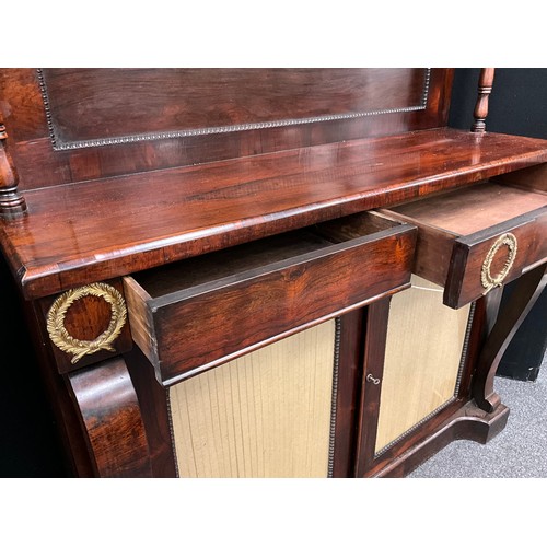 1919 - A Regency rosewood chiffonier, 125cm high, 121cm wide, 36.5cm deep