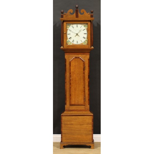 2011 - A George III oak and mahogany longcase clock, 30.5cm square painted dial inscribed Woller & Straub, ... 