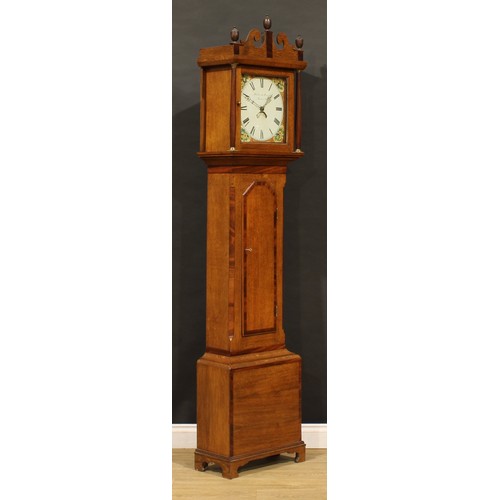 2011 - A George III oak and mahogany longcase clock, 30.5cm square painted dial inscribed Woller & Straub, ... 