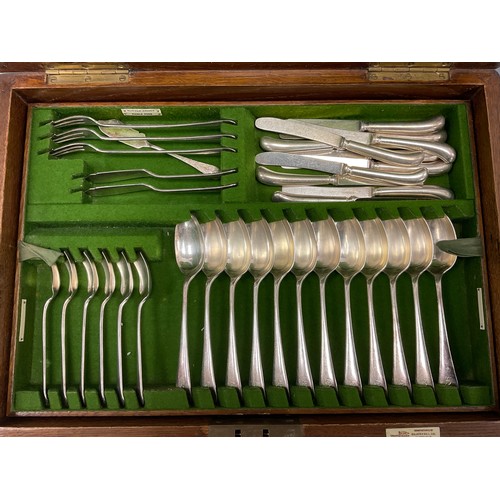 2 - An extensive Walker & Hall oak cased silver plated canteen, for twelve, including dinner, side and d... 