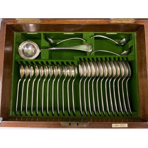 2 - An extensive Walker & Hall oak cased silver plated canteen, for twelve, including dinner, side and d... 