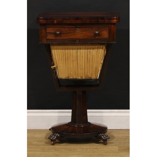 1904 - A George/William IV rosewood combination games and work table, hinged top enclosing parquetry fields... 