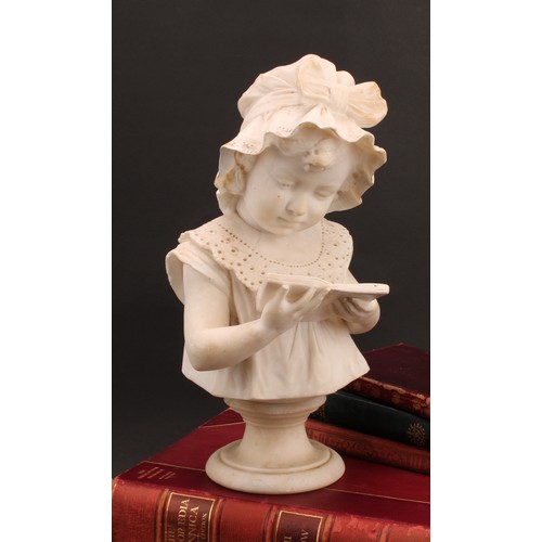 1968 - Italian School (19th century), an alabaster bust, The Reading Lesson, turned socle, 36cm high