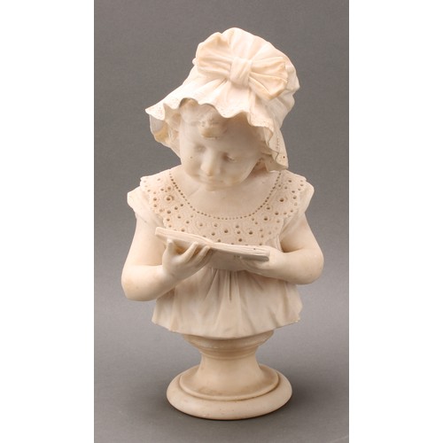 1968 - Italian School (19th century), an alabaster bust, The Reading Lesson, turned socle, 36cm high