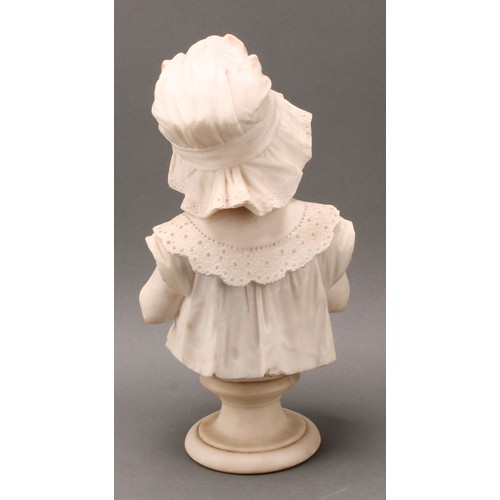 1968 - Italian School (19th century), an alabaster bust, The Reading Lesson, turned socle, 36cm high