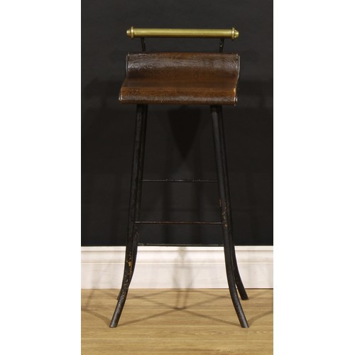 1532 - A 19th century brass and iron cellist’s music stool, 77cm high, 31cm wide, 28cm deep, c.1890