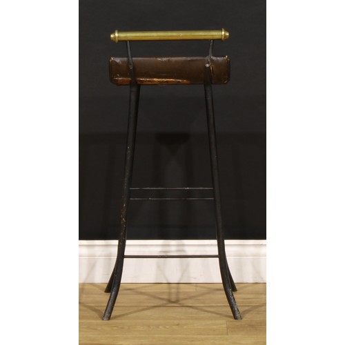 1532 - A 19th century brass and iron cellist’s music stool, 77cm high, 31cm wide, 28cm deep, c.1890