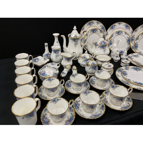 1232 - A Royal Albert Moonlight Rose pattern tea service for six comprised of; a tea pot, a coffee pot, sug... 