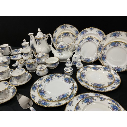 1232 - A Royal Albert Moonlight Rose pattern tea service for six comprised of; a tea pot, a coffee pot, sug... 