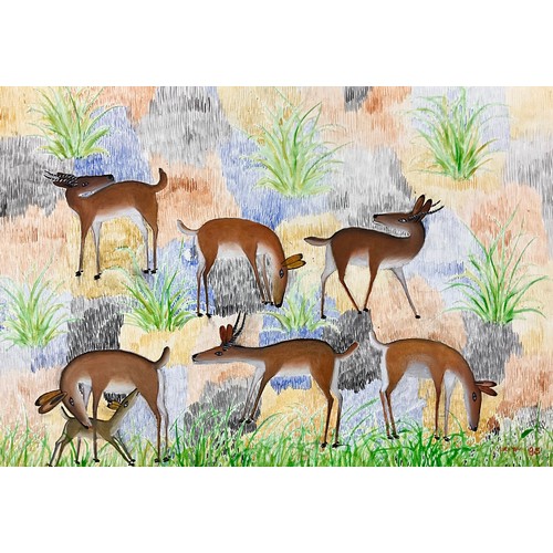 1140 - Mulongoy Pili Pili (Democratic Republic of the Congo 1914-2007)
Untitled (Seven Antelopes)
signed, d... 