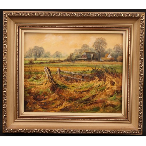 1066 - Christopher Osborne (British, bn. 1947)
Essex Farmscape
signed, oil on board, 19cm x 23.5cm