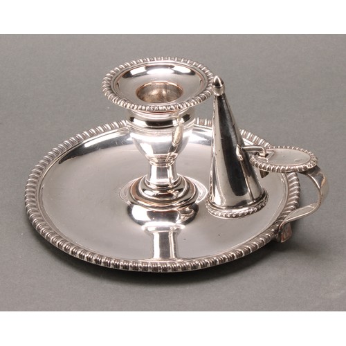 60 - Matthew Boulton - an unusual George III Old Sheffield plate mechanical chamberstick, the campana sco... 